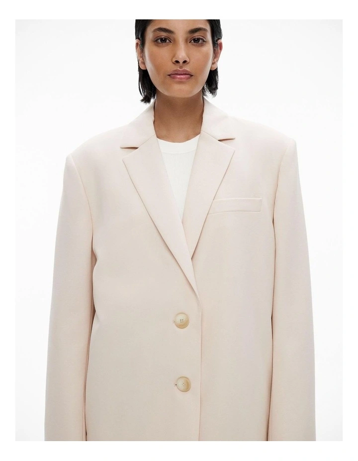 Boxy Single-breasted Blazer in Stone image 3