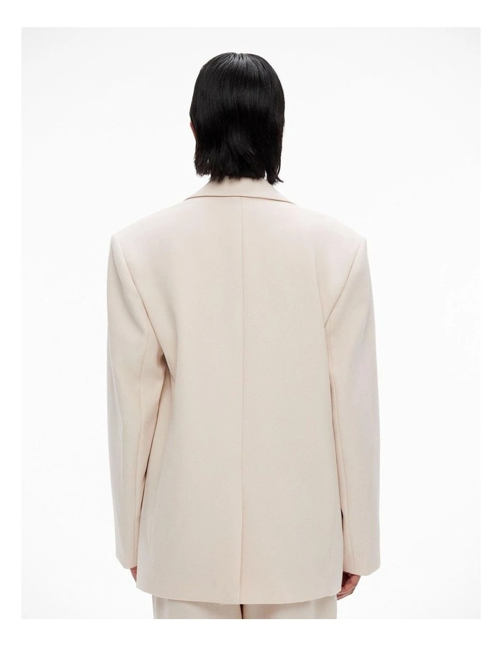 Boxy Single-breasted Blazer in Stone image 4
