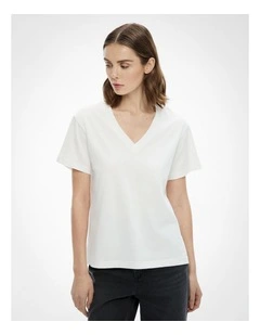 V Neck T-shirt in Fresh White