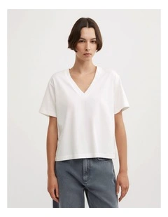 V Neck T-shirt in Fresh White
