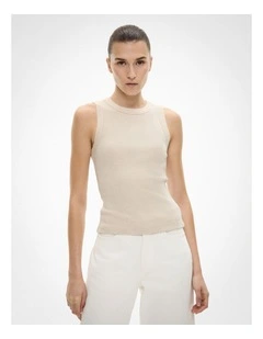 Crew Rib Tank in Stone Melange