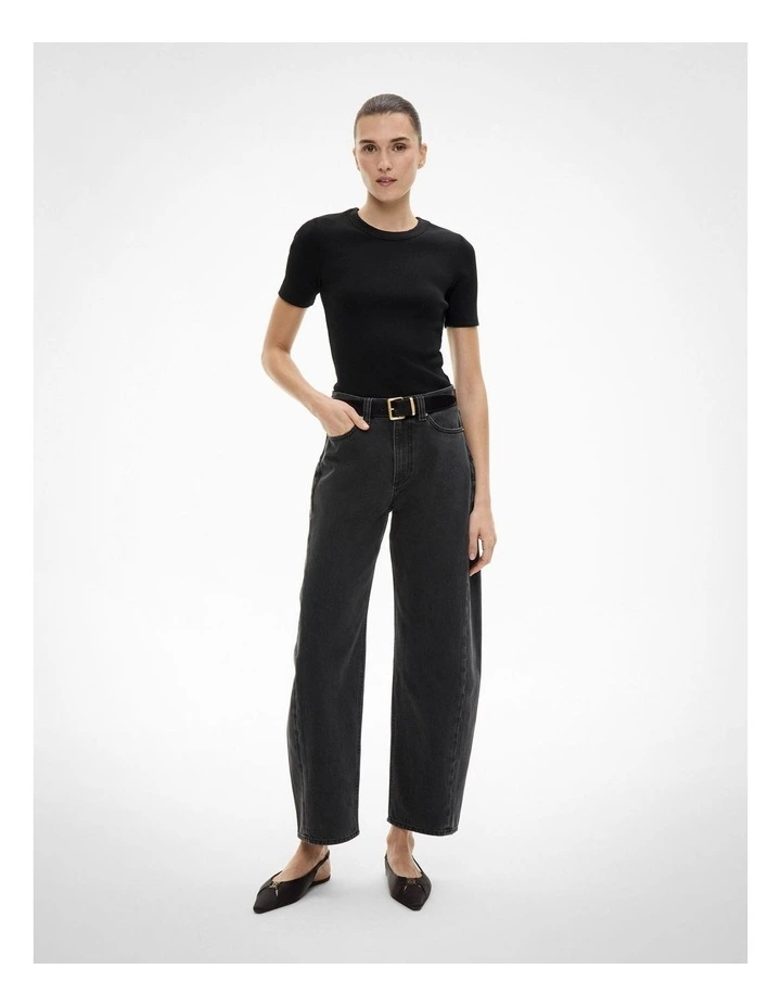 Crew Rib T-shirt in Black image 2