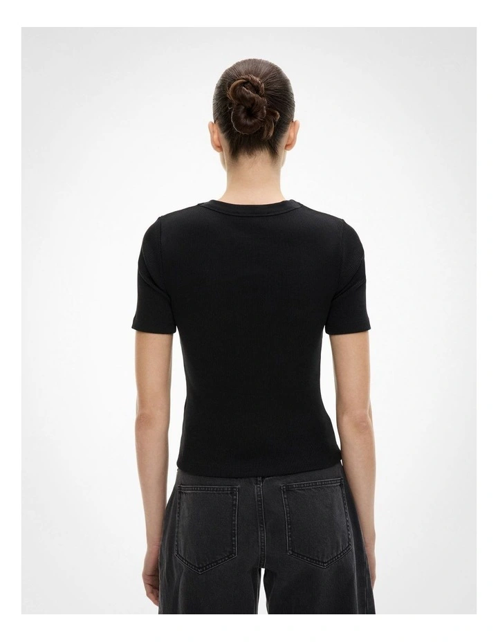 Crew Rib T-shirt in Black image 4
