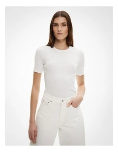 Crew Rib T-shirt in Fresh White