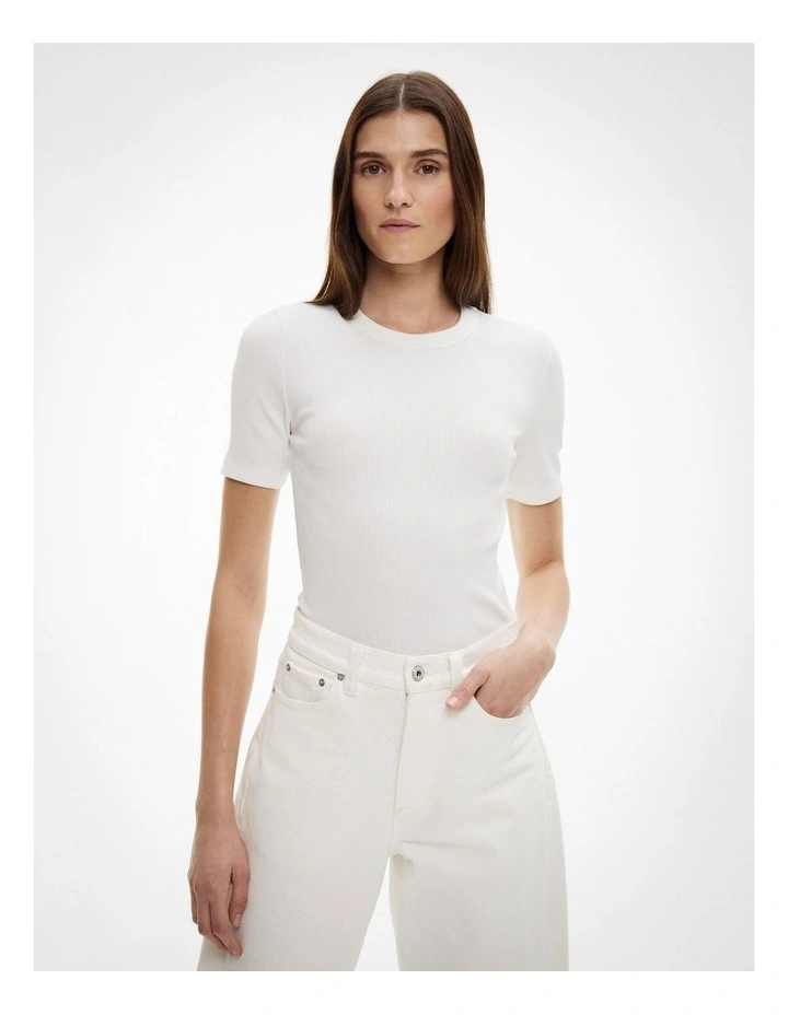 Crew Rib T-shirt in Fresh White image 1