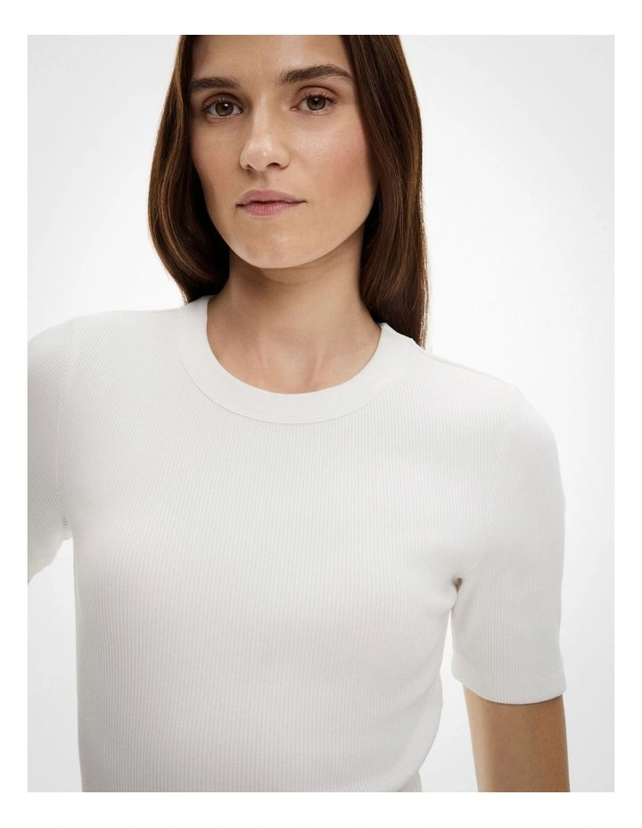 Crew Rib T-shirt in Fresh White image 3