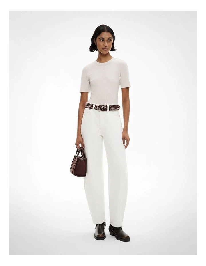 Crew Rib T-shirt in Stone Melange image 2