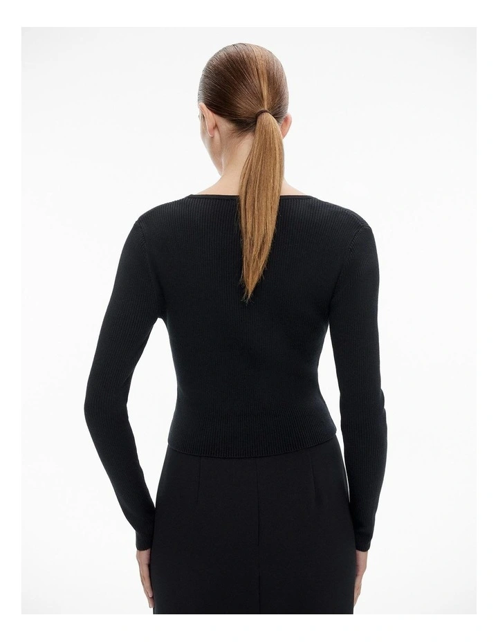 Hook And Bar Front Cardigan in Black image 4