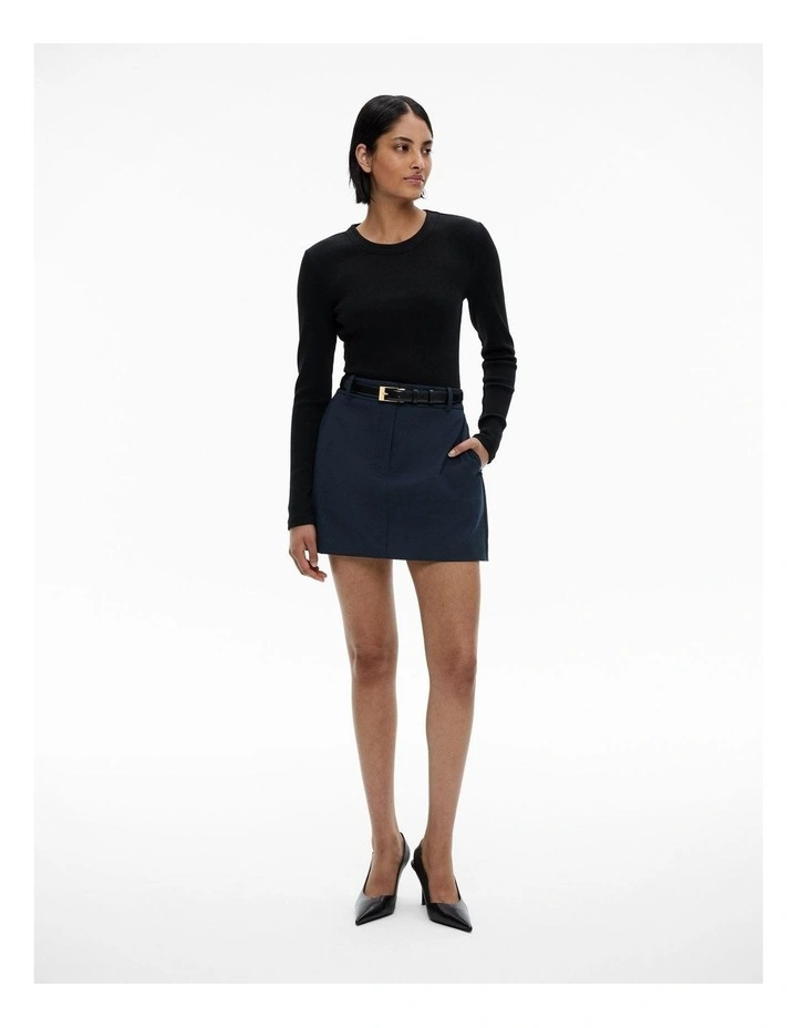 Wool Mini Skirt in Navy image 2