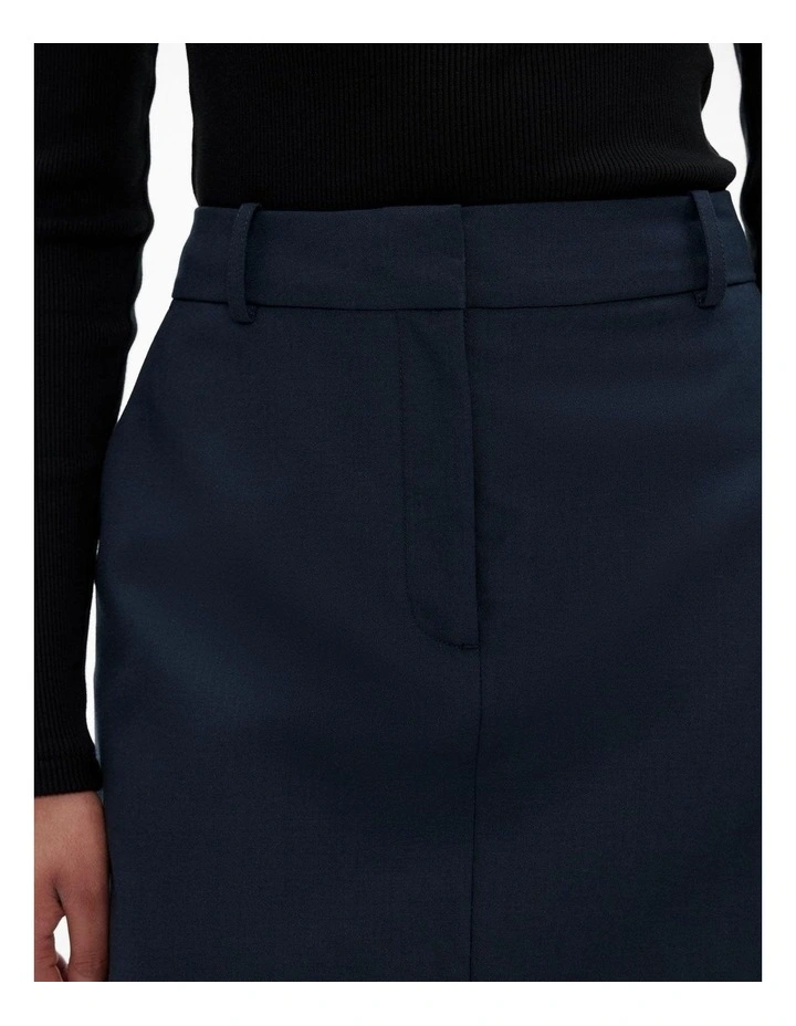 Wool Mini Skirt in Navy image 4