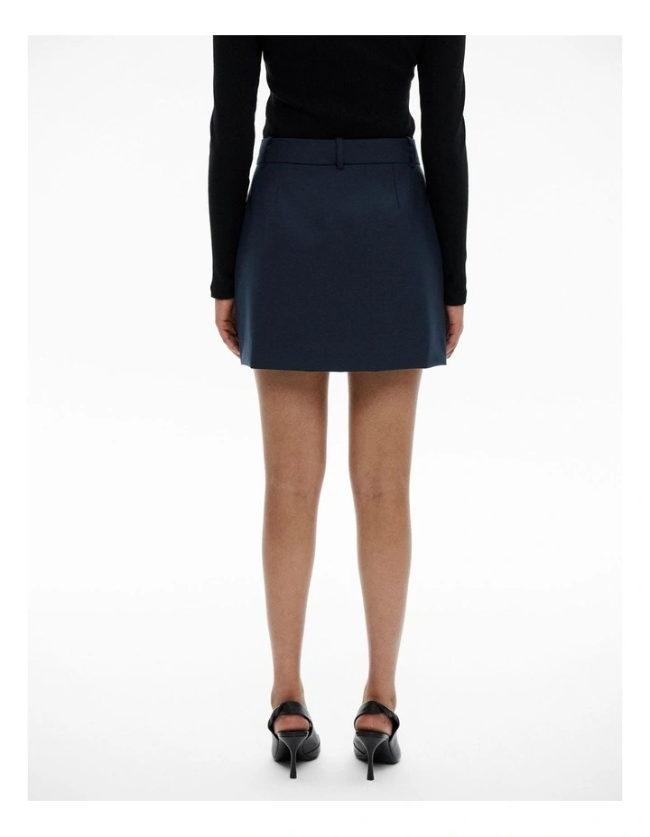 Wool Mini Skirt in Navy image 5