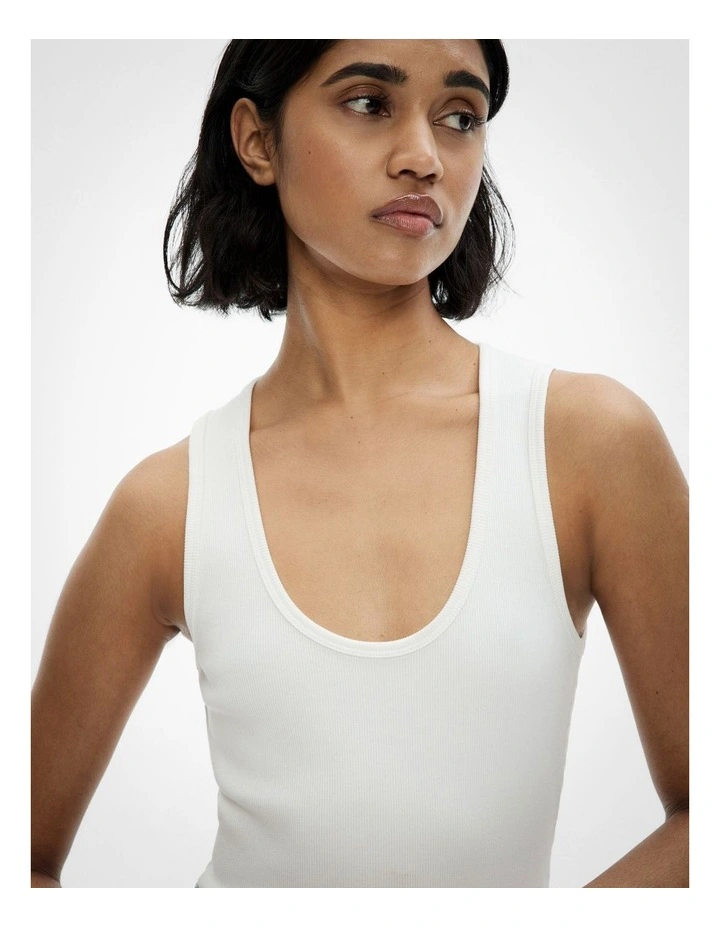Scoop Rib Tank in Fresh White image 3
