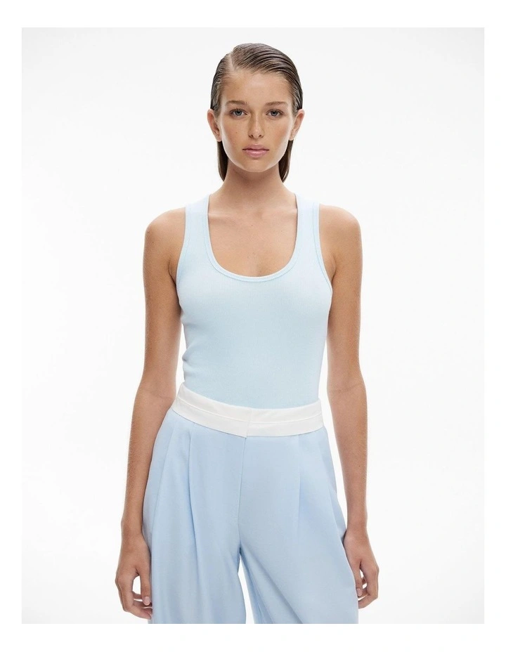 Scoop Rib Tank in Ice Blue image 1