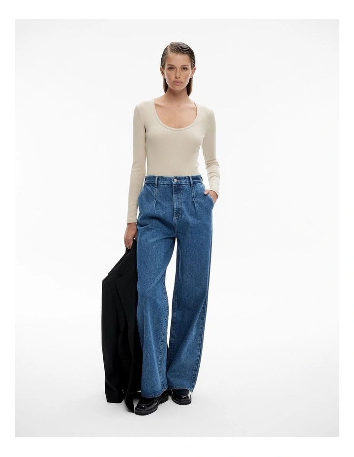 Scoop Rib Long Sleeve Top in Stone image 2