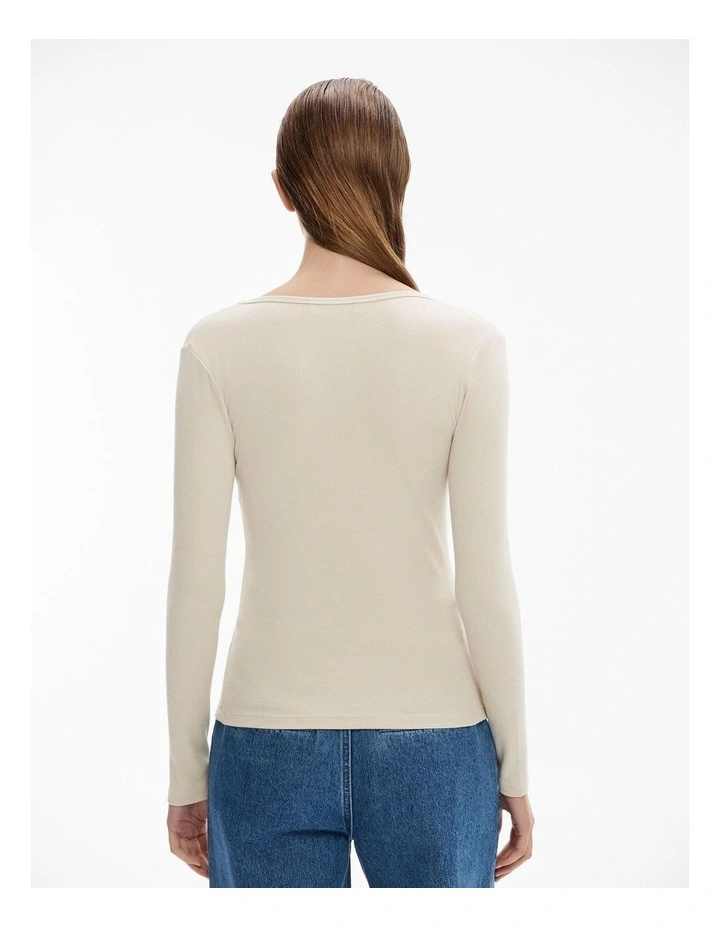 Scoop Rib Long Sleeve Top in Stone image 4