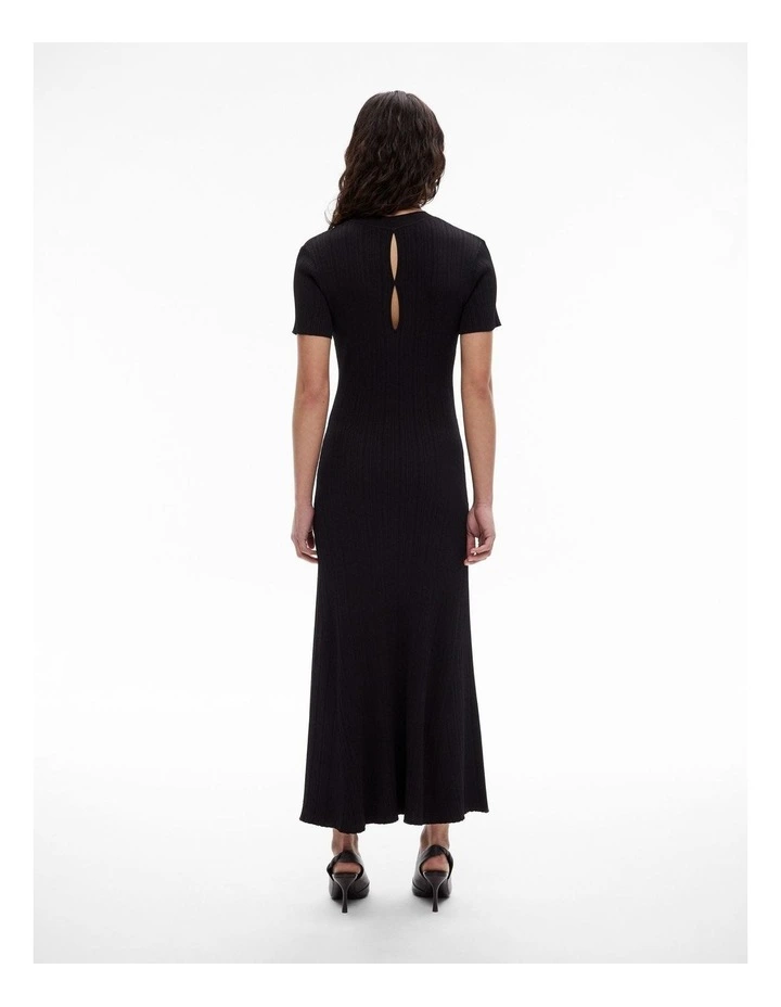 Variegated Short Sleeve Knit Dress in Black image 4