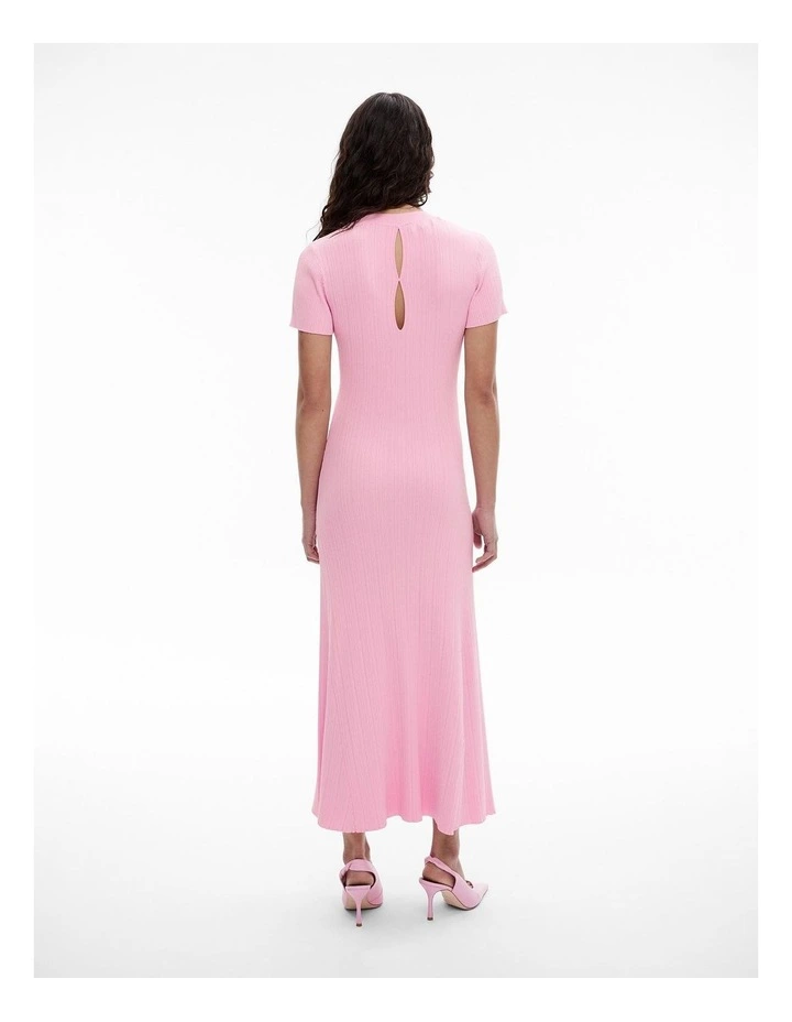 Variegated Short Sleeve Knit Dress in Floss Pink image 4
