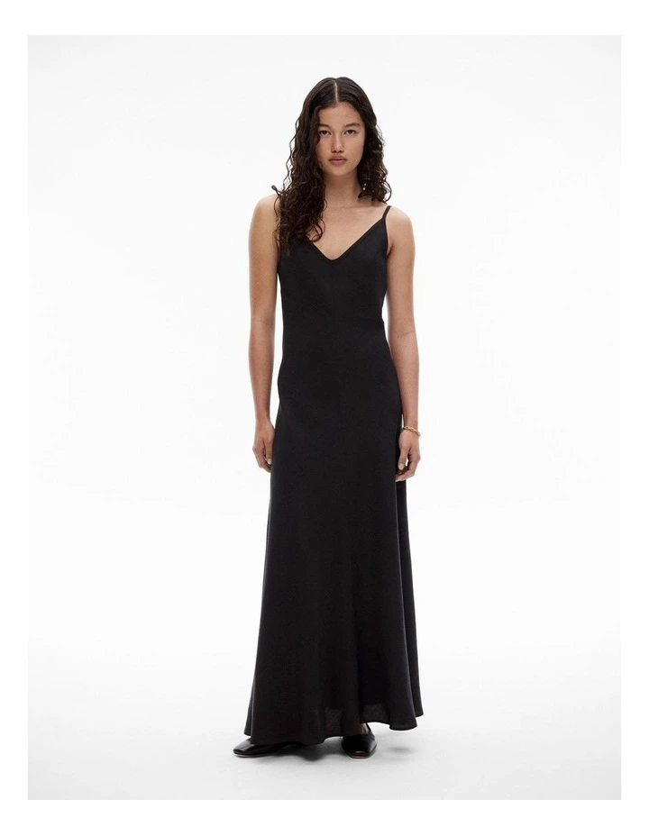 Maxi Slip Dress in Black image 1