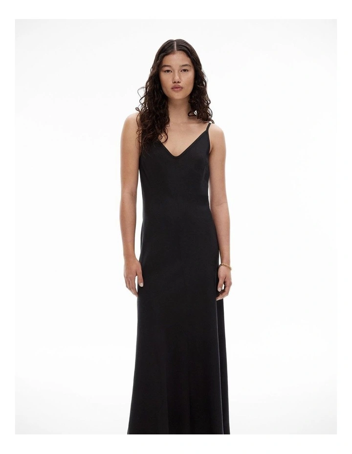 Maxi Slip Dress in Black image 2