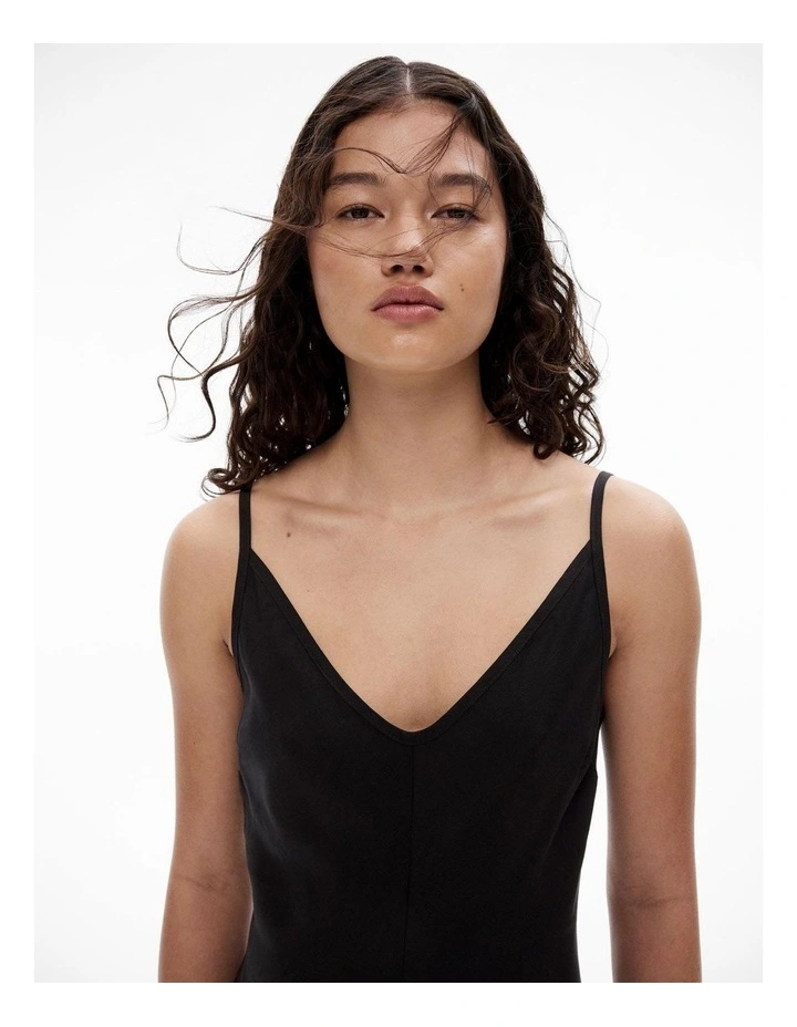 Maxi Slip Dress in Black image 3