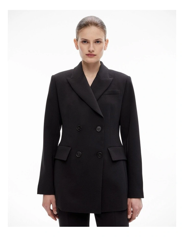 Hourglass Double Breasted Blazer in Black image 1