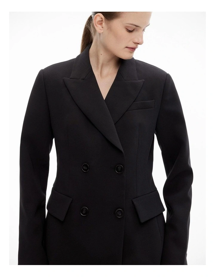 Hourglass Double Breasted Blazer in Black image 3