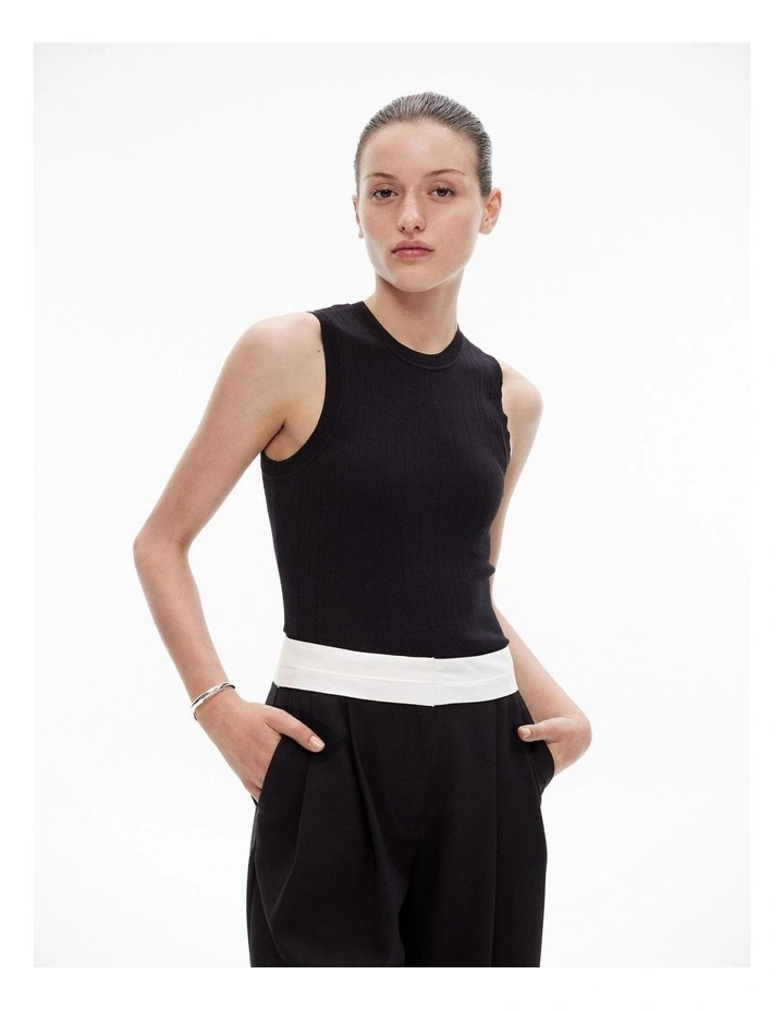 Variegated Knit Tank in Black image 1