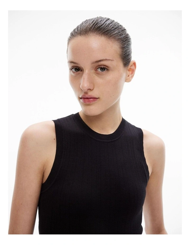 Variegated Knit Tank in Black image 3