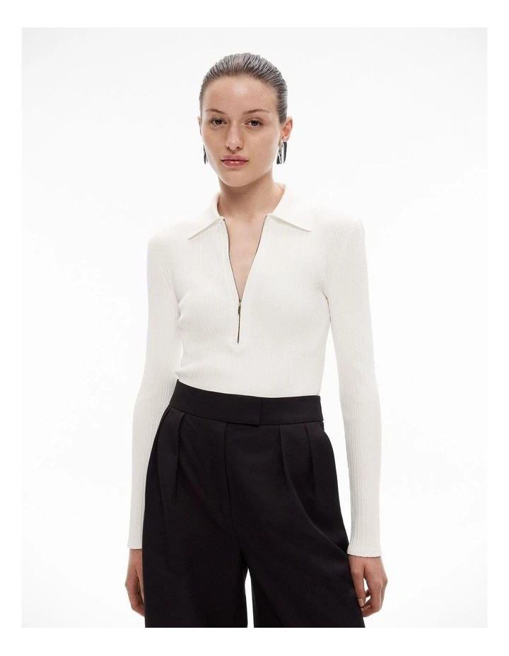 Zip Front Knit in Fresh White image 1