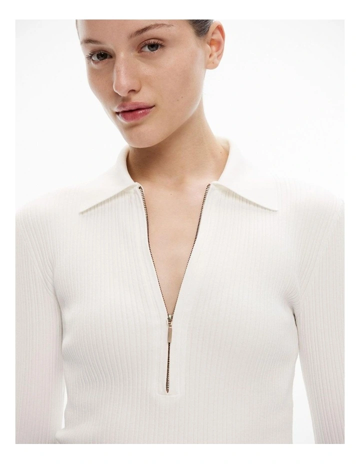 Zip Front Knit in Fresh White image 3
