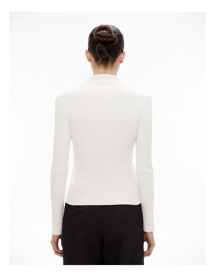 Zip Front Knit in Fresh White image 4