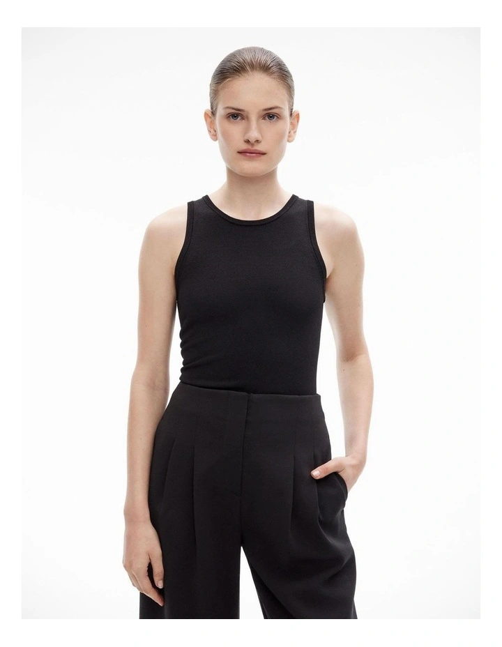 Crepe Knit Tank in Black image 1