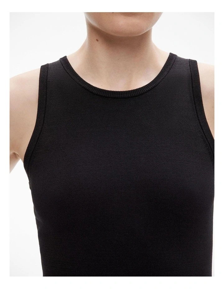 Crepe Knit Tank in Black image 3