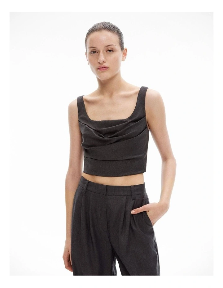 Ruched Bustier in Charcoal Melange image 1