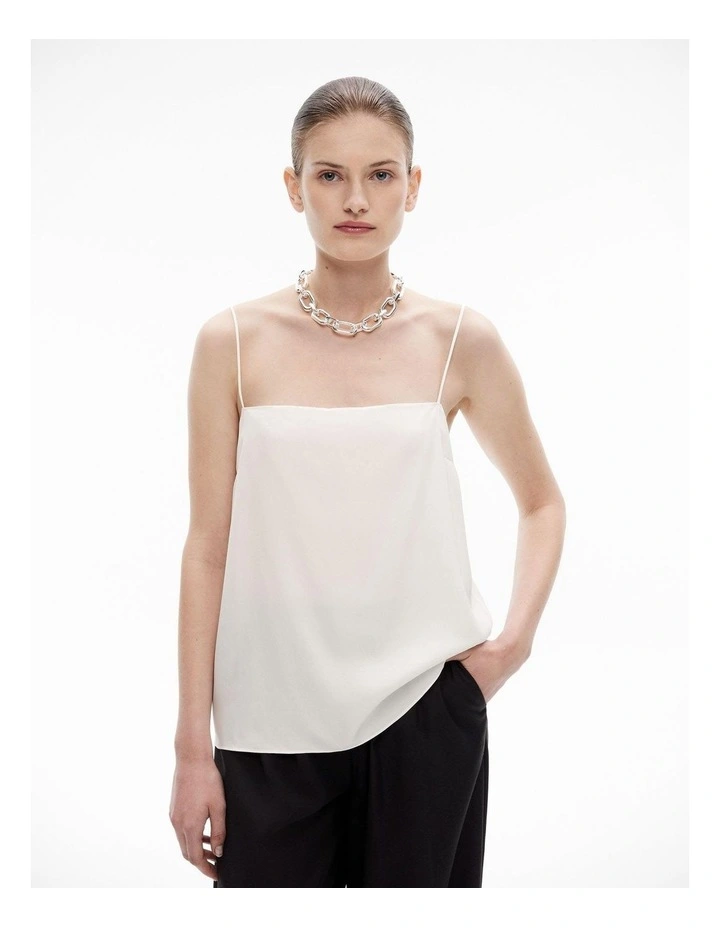 Silk Camisole in Fresh White image 1