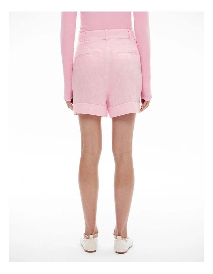 Linen Pleat Short in Floss Pink Yd image 4