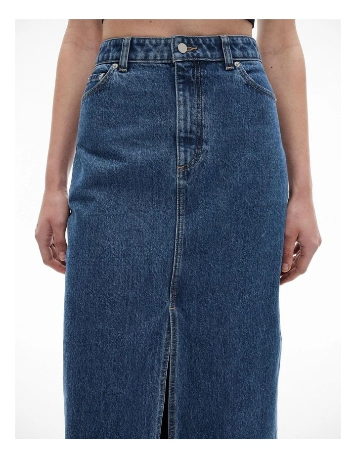 Denim Maxi Skirt in Indigo image 3