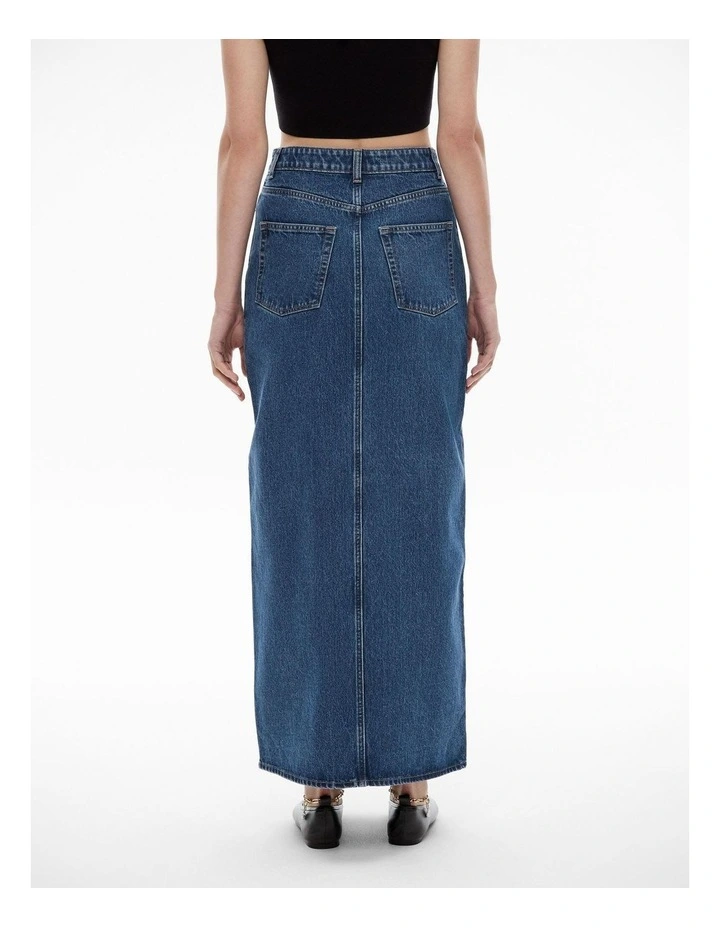 Denim Maxi Skirt in Indigo image 4