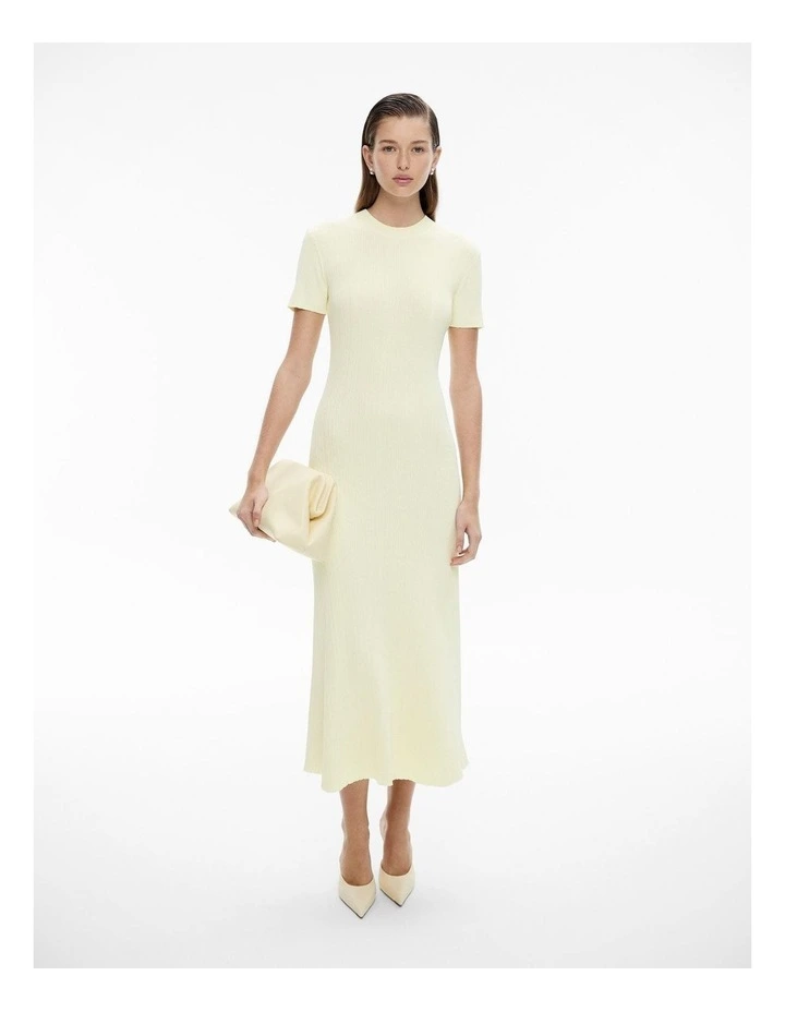 Variegated Short Sleeve Knit Dress in Lemon image 1