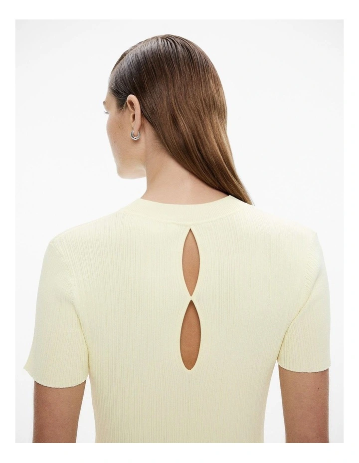 Variegated Short Sleeve Knit Dress in Lemon image 3