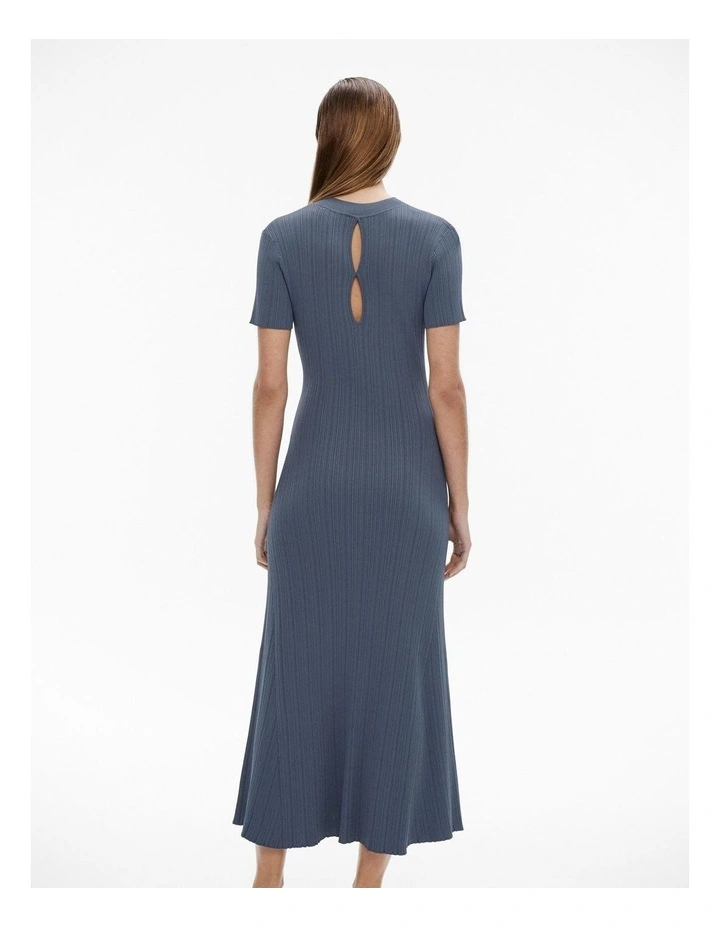 Variegated Short Sleeve Knit Dress in Slate Blue image 4