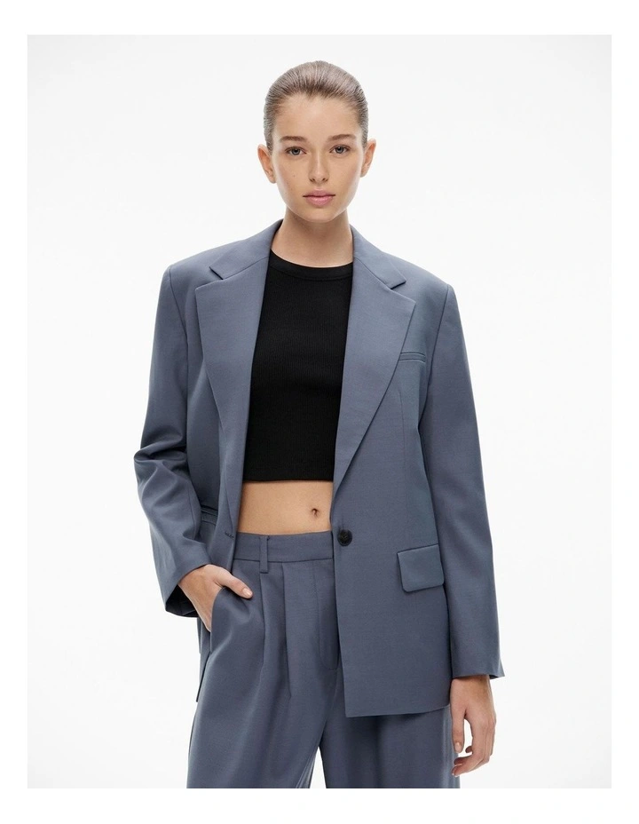 Oversized Single-breasted Blazer in Slate Blue image 1