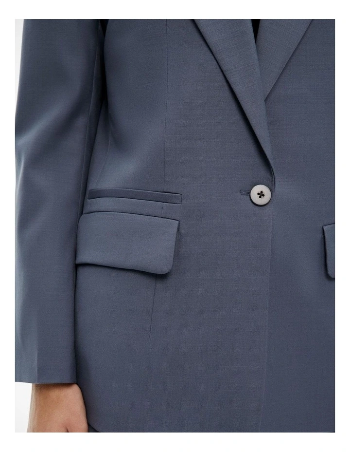 Oversized Single-breasted Blazer in Slate Blue image 3