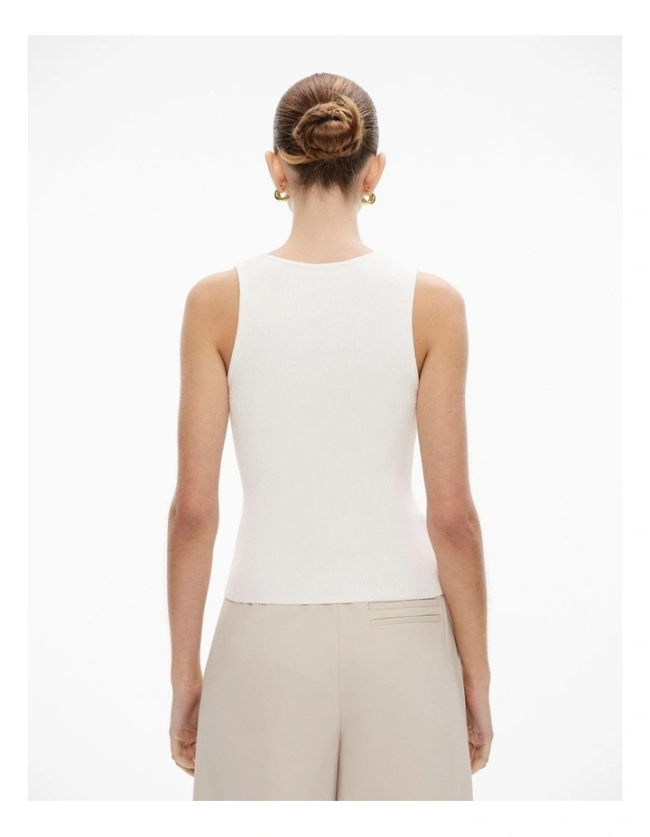 Asymmetric Neck Rib Knit in Fresh White image 4