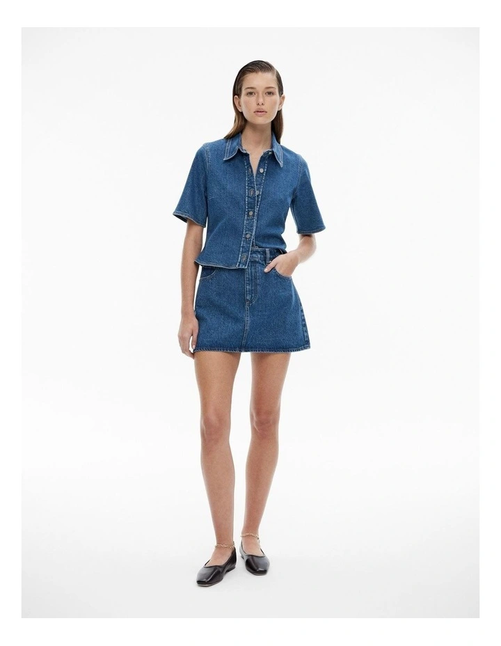 Denim Short Sleeve Shirt in Indigo image 2
