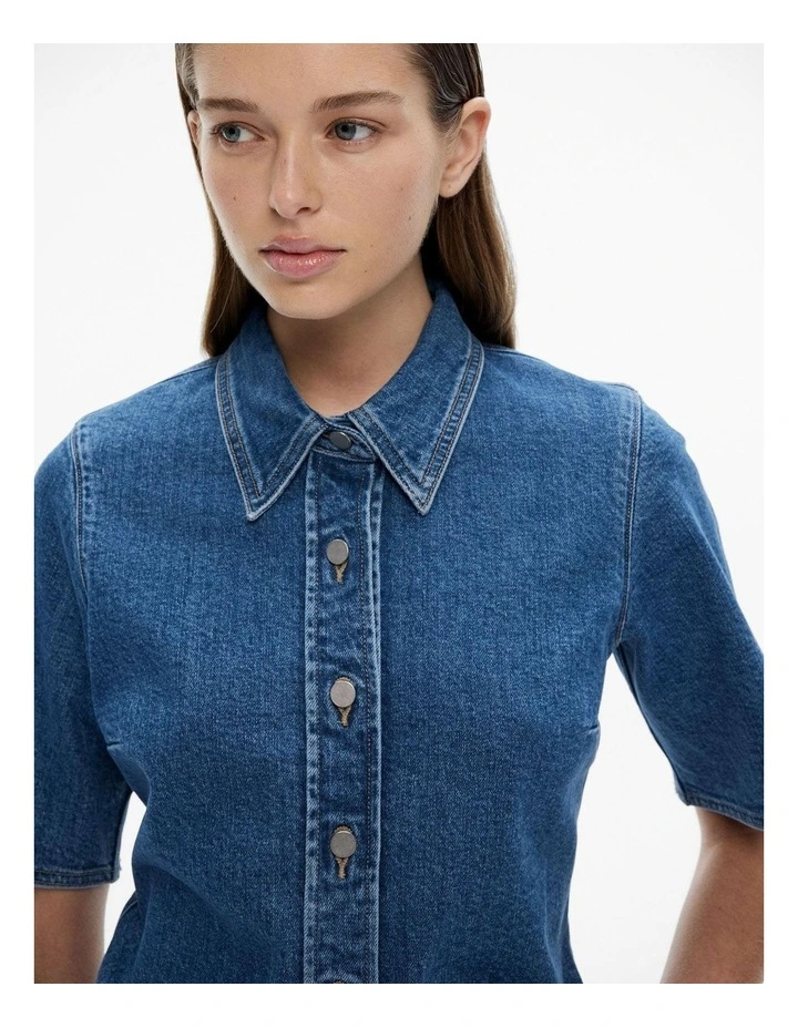 Denim Short Sleeve Shirt in Indigo image 3