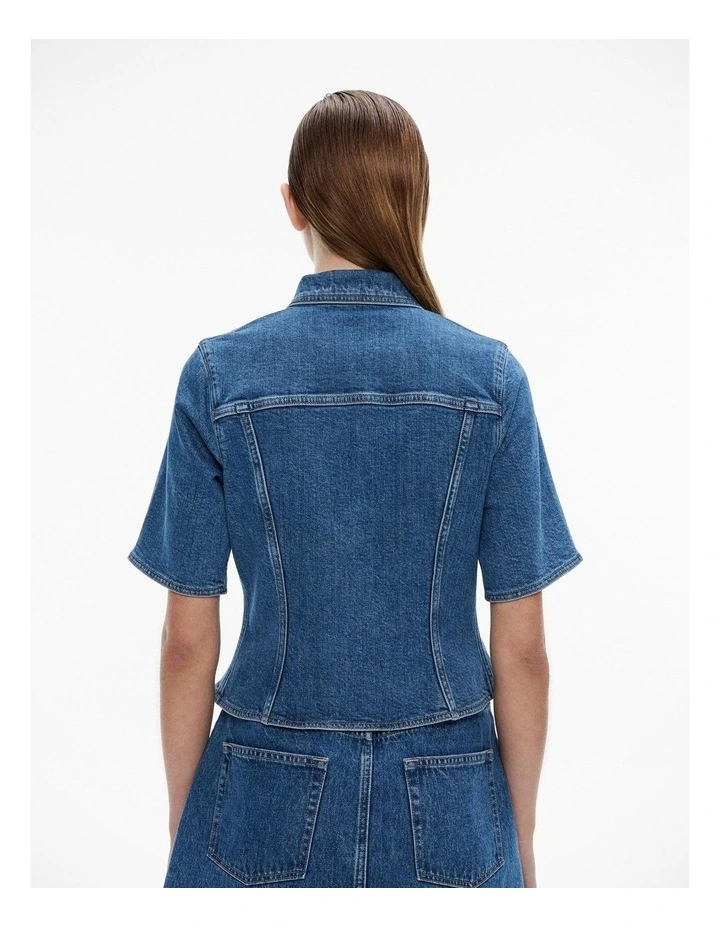 Denim Short Sleeve Shirt in Indigo image 4
