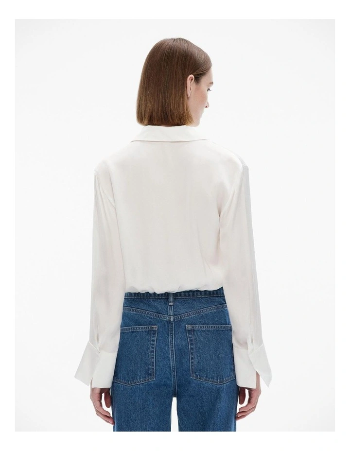 Elasticated Crop Shirt in Fresh White image 4