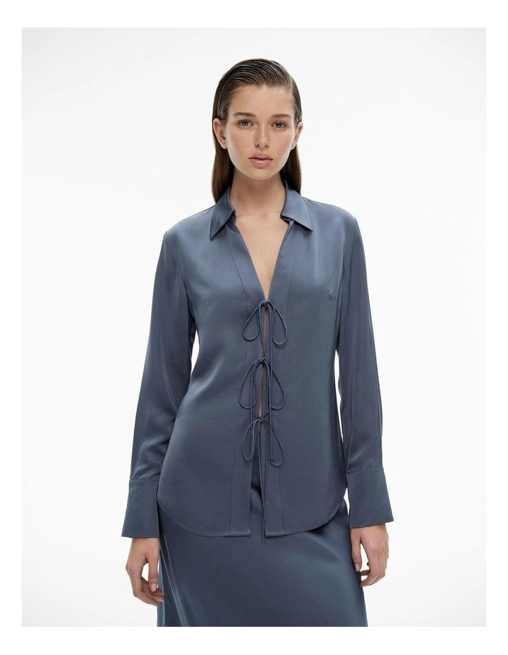 Tie Detail Shirt in Slate Blue image 1