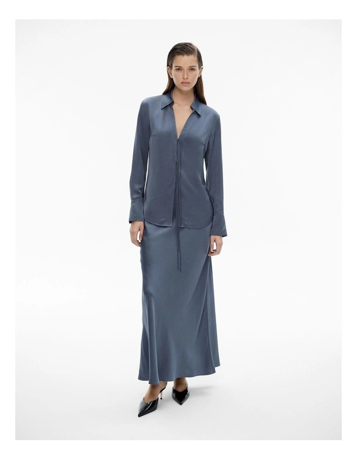 Tie Detail Shirt in Slate Blue image 2